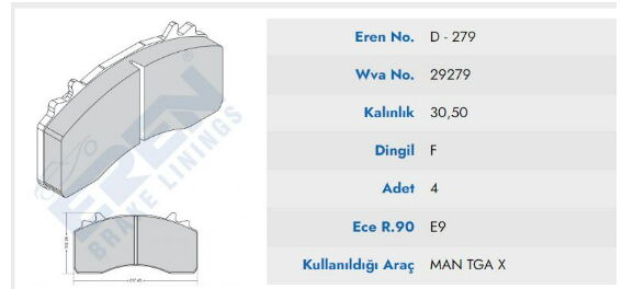 MAN TGX ÖN ARKA FREN BALATASI 29279