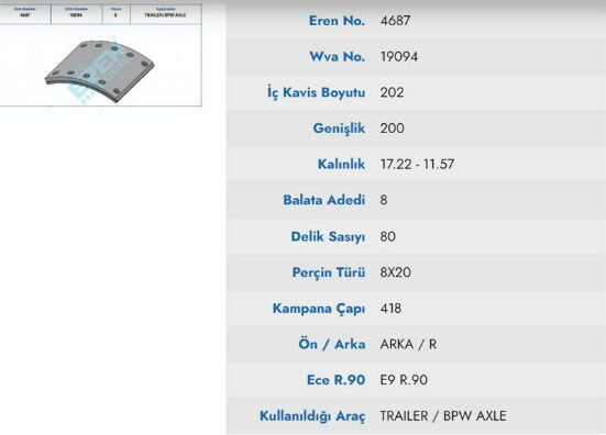 BPW DORSE KAMPANA BALATASI 19094