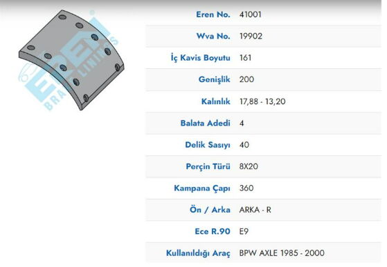 KAMPANA BALATA BPW JUMBO DINGIL 19902