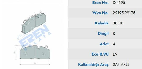 DISK BALATA SAF HALDEX KALIPER PREMIUM 29195