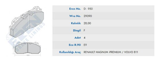 ON FREN BALATA RENAULT MAGNUM PREMIUM 29090