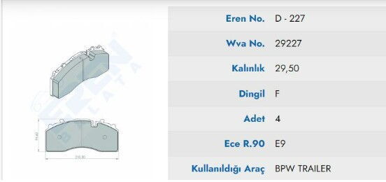 DISK BALATA BPW Y.M KUCUK 29227