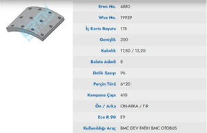  KAMPANA BALATA BMC DEV FATIH YENI MODEL ON - ARKA  19939