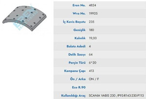  KAMPANA BALATA SCANIA VABIS ON P 93 - R 143 - 230  19931