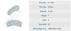  DISK BALATA MERCEDES AXOR Y.M ON PREMIUM 29246