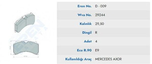  DISK BALATA MERCEDES AXOR ARKA BALATA Y.M PREMIUM 29244