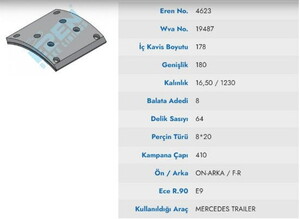  KAMPANA BALATA MAN / MERCEDES ÖN 19487