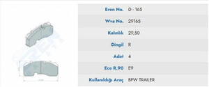  DISK BALATA MERCEDES ATEGO CENTIKLI YAYLI / BPW 29165